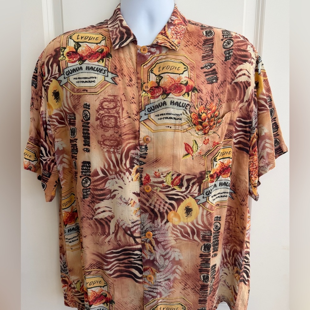 Jams World Men’s Hawaiian Aloha Short Sleeve Shirts, Large, “Guava Beach”
